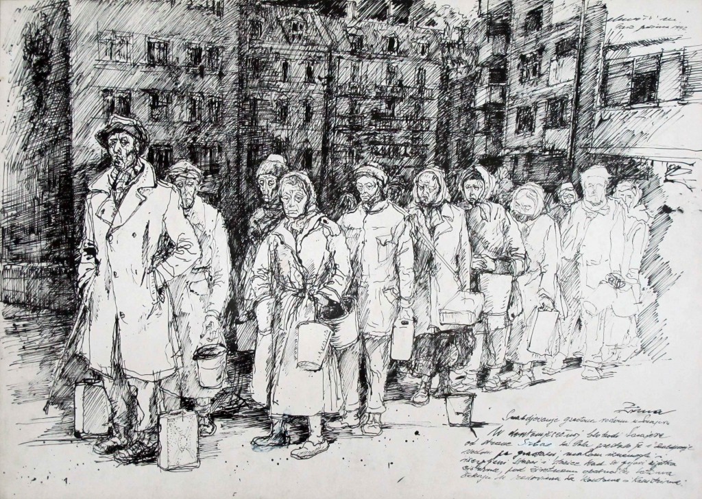 Mevludin Ekmečić, drawing on paper, ink, 50x65mc, 1992-1995